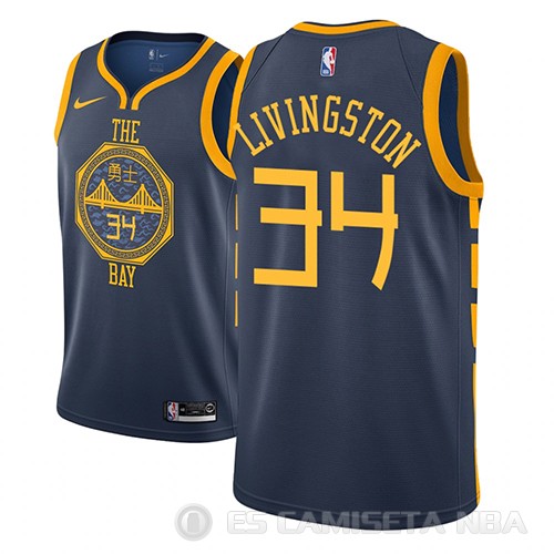 Camiseta Shaun Livingston #34 Golden State Warriors Ciudad 2018-19 Azul - Haga un click en la imagen para cerrar